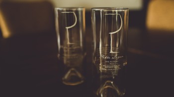 Clear Tall Wine Bottle Glasses Set of Two