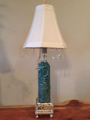 Glass Filled Wine Bottle Lamp